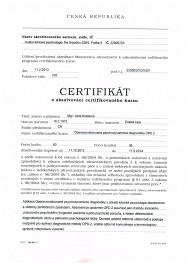 certifkát - OPD2